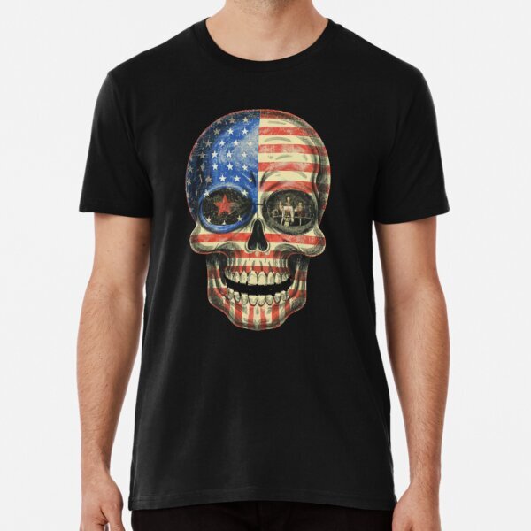 USA American Skull Trending Design Gift For Men Women T-Shirt S-5XL