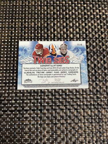 2020-21 LEAF LUMBER KINGS TWIG SIGS TRETIAK FURR CHEEVERS 2/2 TRIPLE AUTO RELIC - Picture 4 of 4