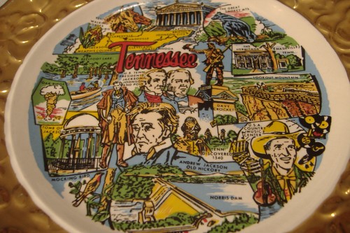 ~TENNESSEE~PIATTO CERAMICA SOUVENIR VINTAGE~DIAMETRO 9 POLLICI~MADE IN U.S.A.~ - Foto 2 di 4