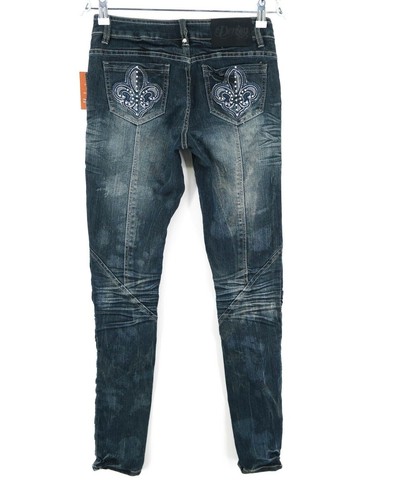 RRP €108 DEREON Dark Blue Skinny Fit Denim Jeans Size 3/4 W27 - Picture 2 of 7
