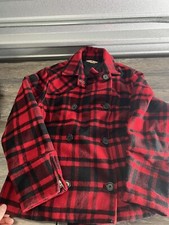 Pavone donna misto lana nero e rosso a quadri Woolrich, taglia M, 15421