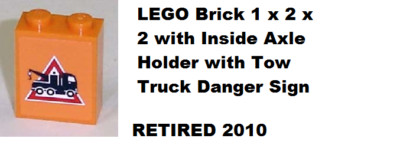LEGO Minifigure Orange Brick 1 x 2 x 2 with City Tow Truck Danger Sign Logo
