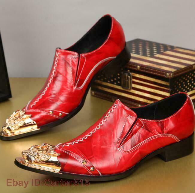SAOLA Scarpe eleganti uomo pelle punta metallo slip on formali casual Gran Bretagna coreana