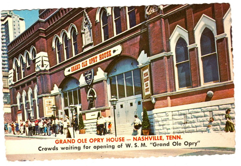 GRAND OLE OPRY HOUSE VINTAGE POSTCARD  10c Andrew Jackson Stamp 