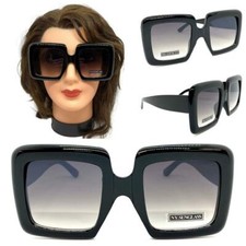 Oversized Exaggerated Retro Style SUNGLASSES Huge Jumbo Square Thick Black Frame