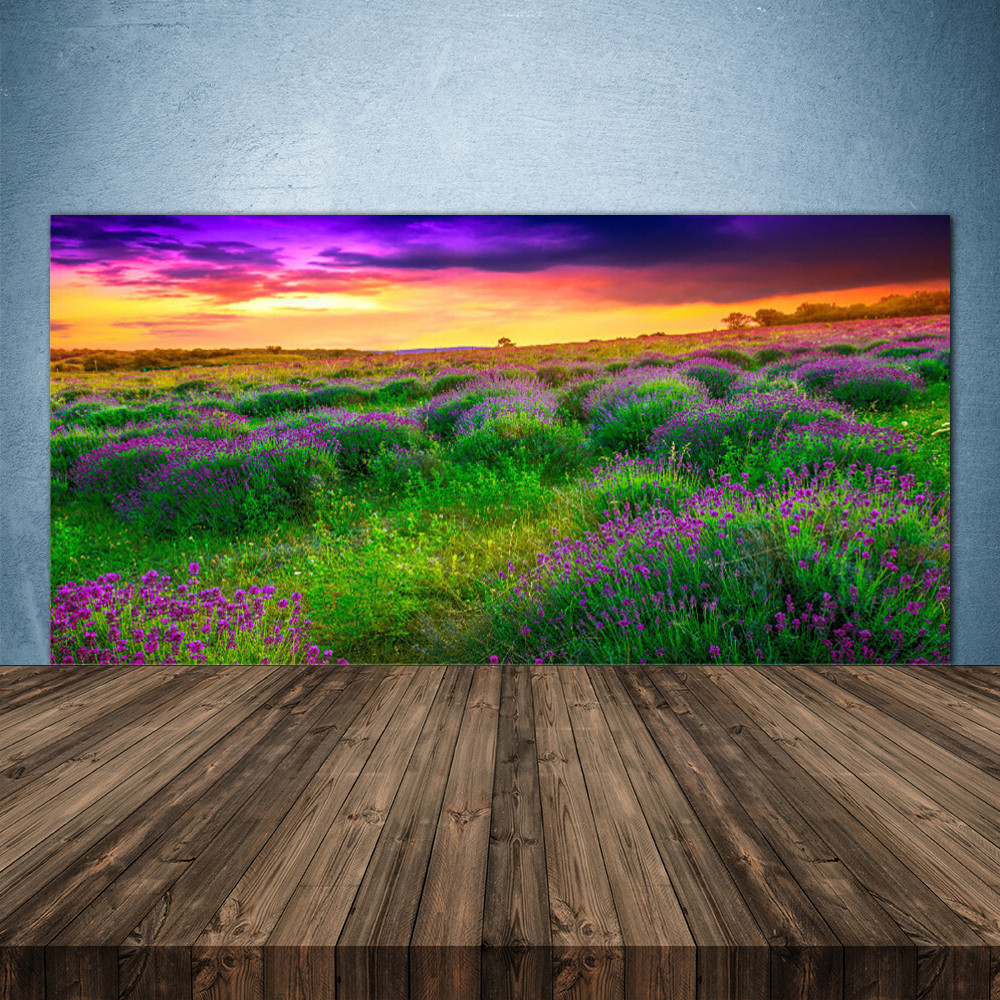 Crédence de cuisine en verre anti-taches 140x70 motif Prairie sauvage