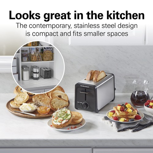 2 Slice Toaster with Wide Slots, Bagel Function, Toast Boost, Stainless, New - Picture 2 of 13