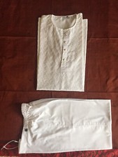 White Embroidered Cotton Boys kurta pajama set
