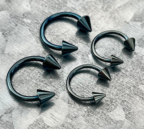 1pc Titanium Spiked Circular Barbell Horseshoe Septum, Eyebrow, Nipple Ring - Picture 15 of 18