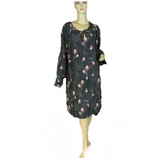 WOMEN'S GRAY DISTRESSED BOHO LOOK CASLON FLORAL PRINT SHIFT DRESS SZ 3X