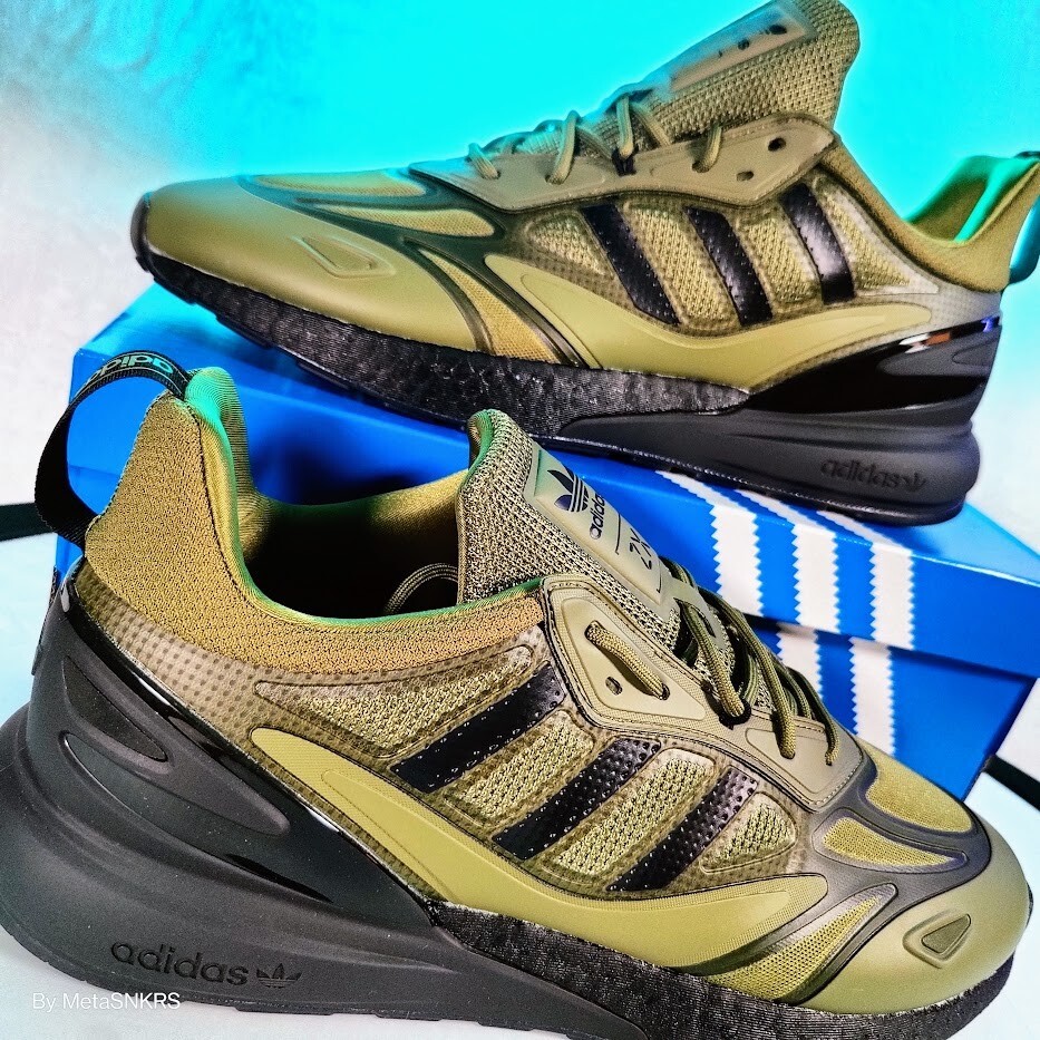 Adidas ZX 2K US 13 Men's Olive Green Black Rare Retro Boost Lifestyle GW0518 New thumbnail 9