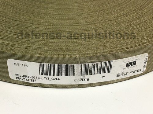5 yardas de 1" pulgada MilSpec encuadernación de malla MIL-PRF-5038J T3 C1A Grosgrain COY - Imagen 4 de 6