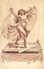 PC ARTIST SIGNED, LEO FONTAN, RISQUE, GLAMOUR LADY, Vintage Postcard (b50417)