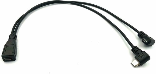 Micro USB Female to Dual Micro Male Angled Converter Charging Cable Y Splitter - 第 7/8 張圖片