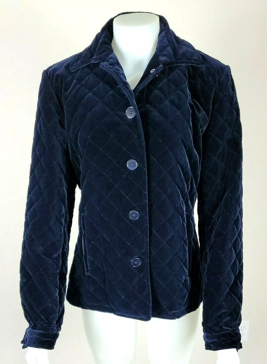 Ralph Lauren Black Label Navy Blue Quilted Velvet Button Jacket Sz Large