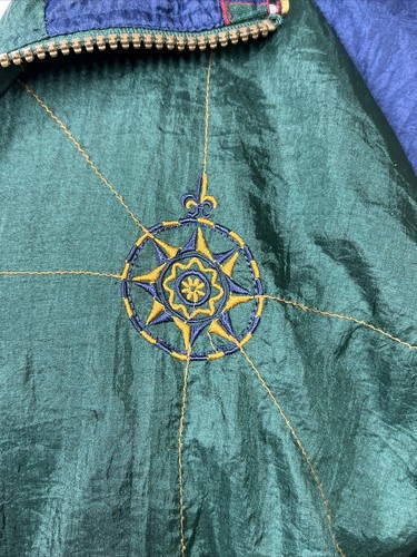Vintage 90s Active Exposure Nautical Blue Green Windbreaker Jacket Womens SZ PL - Picture 3 of 9