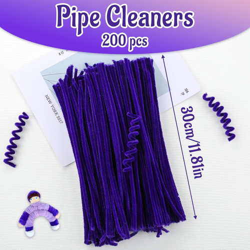 200Pcs Pipe Cleaners,Pipe Cleaners Chenille Stems for Craft, Fuzzy Sticks Christ - Picture 2 of 7