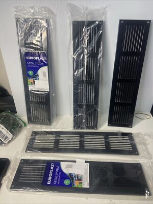 Black Metal Air Vent Grille A100 b400with Fly Screen Flat Louvre Duct Cover 5 Pc