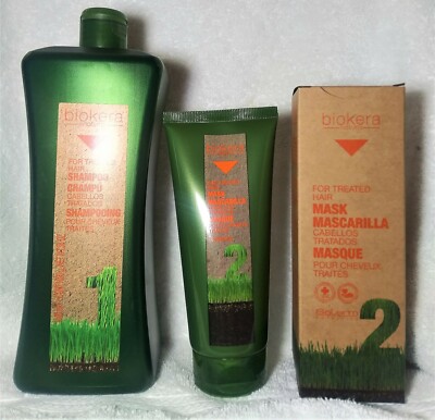 SALERM BIOKERA NATURA TREATED HAIR SHAMPOO 36oz/1000ml + MASK 6.9oz/200ml- SET