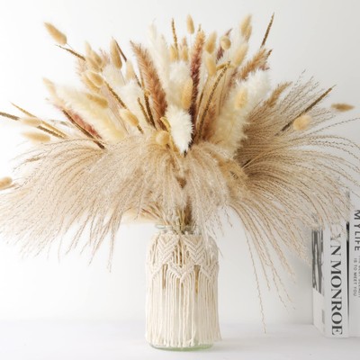 Dried Pampas Grass Decor - 120 Pcs Dried Flowers for Vase Pompas Grass Fall D...