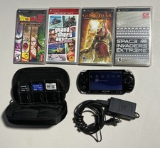 Sony PSP (4) Games Memory Stick Battery Charger Case Black PSP-2001 ~SHIPS FAST!