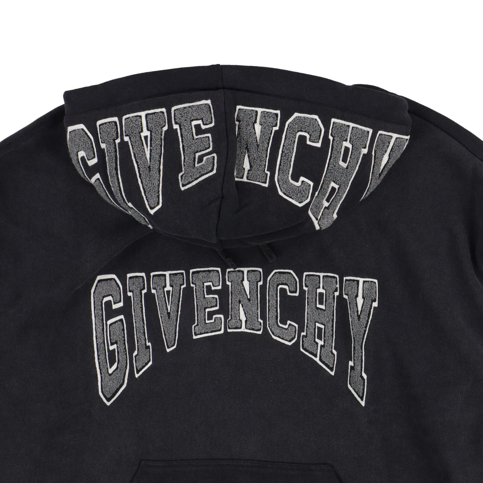 Felpa con cappuccio Givenchy nera lavata ricamata logo college Taglia XL FW22 $1720