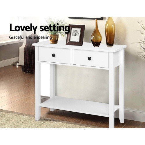 Hallway Console Table Hall Side Entry 2/3 Drawers Display White Desk Furniture - Picture 10 of 18