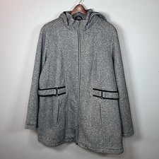 D.e.t.a.i.l.s intl Women’s Size 1x Black & White Tweed Fleece Zip Up Coat