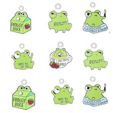 Kawaii Cartoon Frogs Charms - Acrylic Resin Pendants Jewelry Making Crafts 10pcs