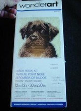 VINTAGE Wonder Art Latch Hook Kit - CHOCOLATE Lab Dog Rug - 12" x 12" - 426173