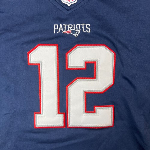 Nike Jersey Boys XL Blue Tom Brady New England Patriots NFL #12 Football Shirt - Picture 8 of 12