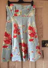 Women's Vintage Floral Casual/Formal Dress 100% Cotton Strapless Olly & Co UK 12