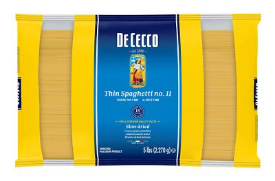 De Cecco Semolina Pasta, Thin Spaghetti No.11, 5 Pound (Pack of 4)