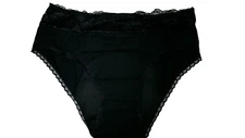 Yonitox Organic  Period Panties Underwear - Low Cut Lace Waist - Black Size XXL
