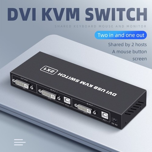 DVI KVM Switch Two In One Out 4K Two Computers Share USB Keyboard and Mouse Prin - Picture 6 of 13