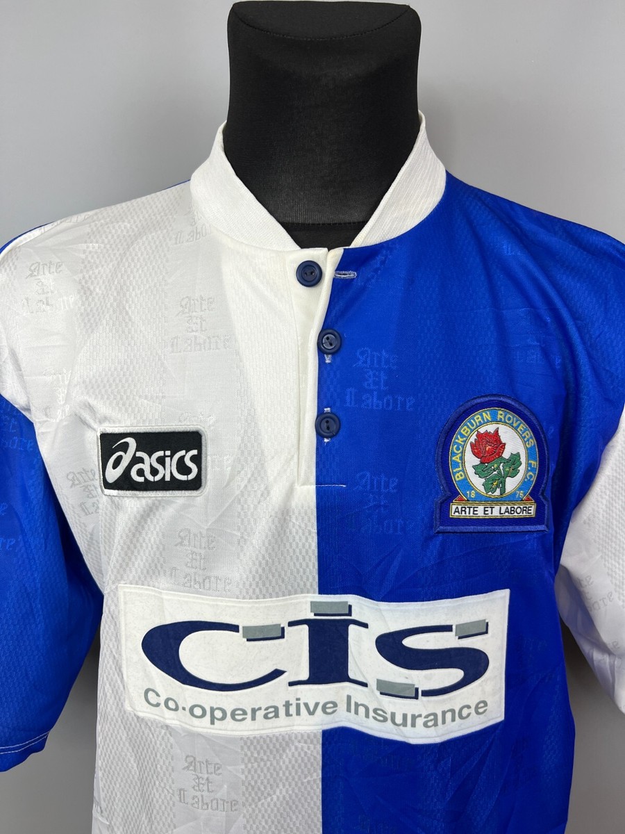 BLACKBURN ROVERS 1996 1998 HOME SHIRT FOOTBALL SOCCER JERSEY ASICS