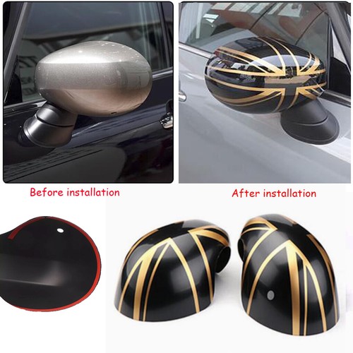 For MINI Cooper F54 F55 F56 F57 F60 2020-2024 Golden Jack Side Mirror Cover Caps - Bild 1 von 4