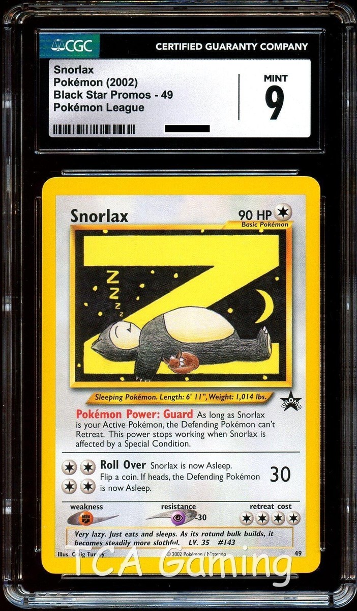 CGC 9 MINT Snorlax Z # 49 WOTC Black Star Promo Pokemon Card | eBay
