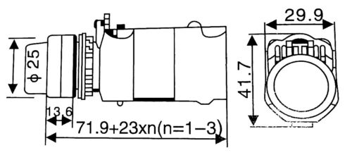 YC-SS22PMA-I3BU-1 3POSITION ILLUMINATED BLUE LED MAINTAINED SELECTOR SWITCH 24V - Bild 2 von 3