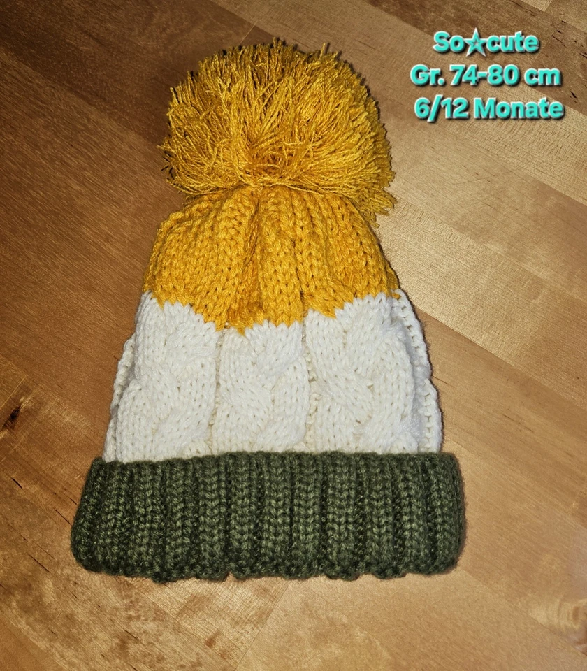 Kinder -Wollmütze So☆cute, Gr. 74-80 cm 6/12 Monate