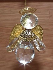 Unbranded 3 1/2" Inch Clear Gold Plastic Guardian Angel Christmas Ornament