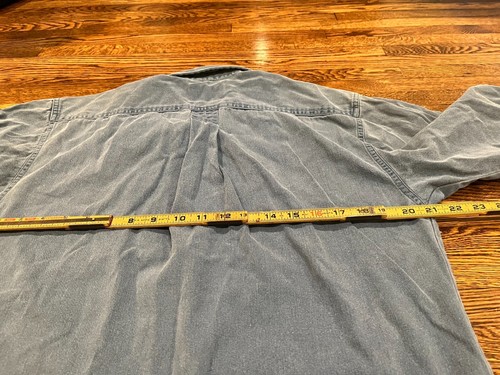 VTG Eastern Mountain Sports Shirt Blue Canvas Long Sleeved Button Up 90s Mens M - Picture 9 of 13