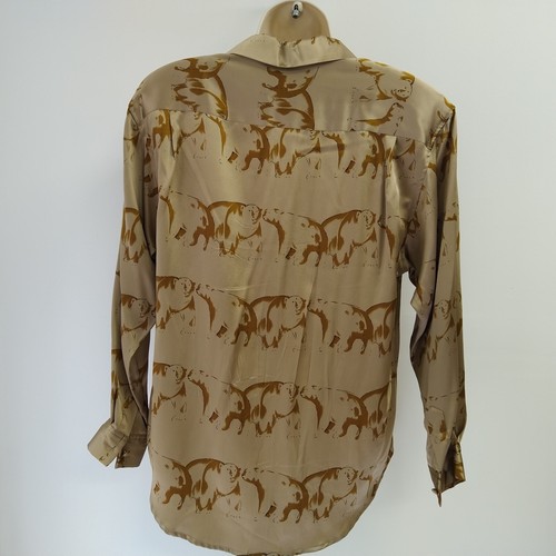 Ann May Top Womens Extra Small Brown Yellow Long Sleeve Button Casual BohoLadies - Picture 7 of 11