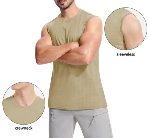 Mens Casual Workout Tank Gym Cotton Sleeveless Quick Dry Swim Sport Muscle Shirt - Picture 136 of 206