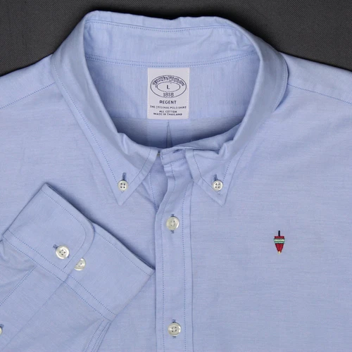 Brooks Brothers 1818 Regent Mens Oxford Shirt L Blue Lobster Trap Bouy Button Up