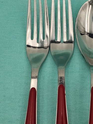 BUGATTI - GOIAI ? 18/10 Stainless Flatware 7 pcs- RED - From Italy - Picture 8 of 9