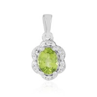 Cavill Peridot AnhäNger 1,19Ct Oval 925 Silber Platin GrüN Zirkon