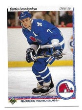 CURTIS LESCHYSHYN 1990-91 UPPER DECK ROOKIE CARD NEAR MINT CONDITION