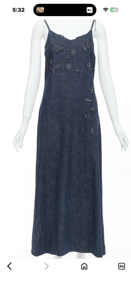 FENDI Vintage Denim Dress Sleeveless Midi Dark Blue IT 40 AU10