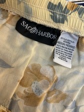 Sag Harbor Women's Floral Rayon Maxi Skirt Elastic Waist Drawstring Yellow Brown